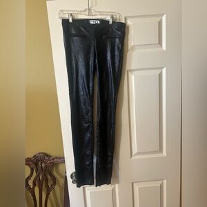 Milly Black Shimmer Monic Leather Skinny Pants